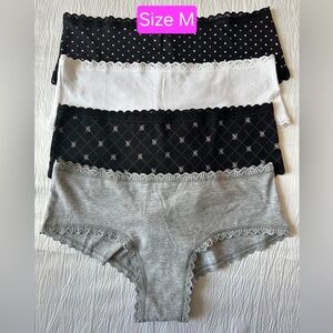 PINK Victoria's Secret Panties - Black, White, Gray 4 pieces